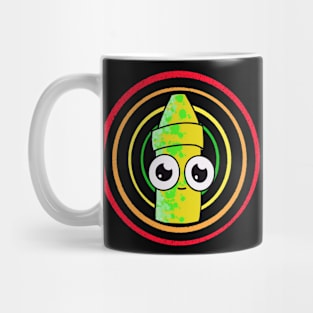 Yellow Crayon Buddy Rainbow Border Mug